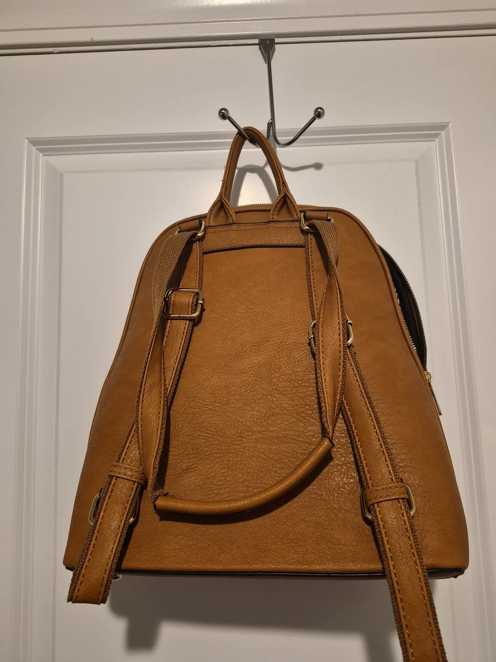 Women's Tan Faux Leather Backpack - Stylish Everyday Bag